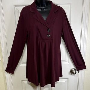 Gaharu Women’s Maroon LS Tunic Top Size Large